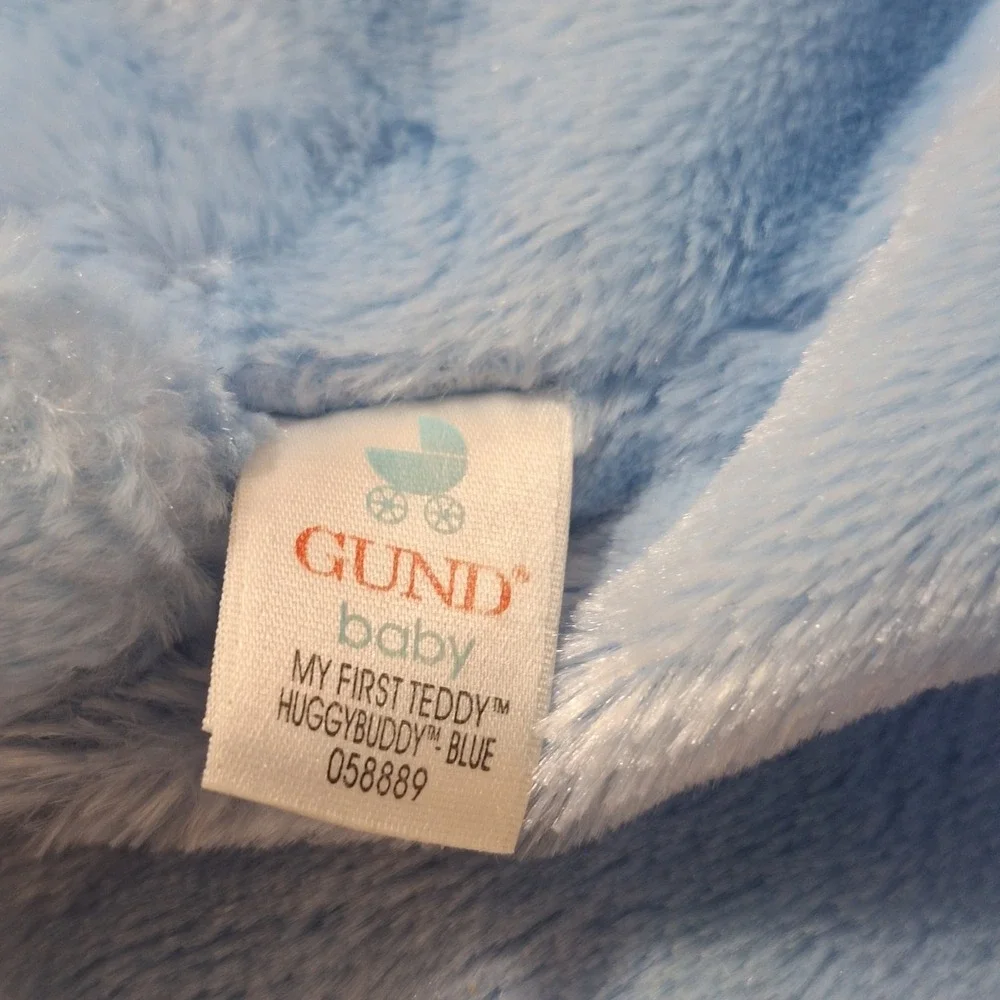 Baby Gund Huggybuddy Lovey My First Teddy Bear Blue Satin Plush Security Blanket